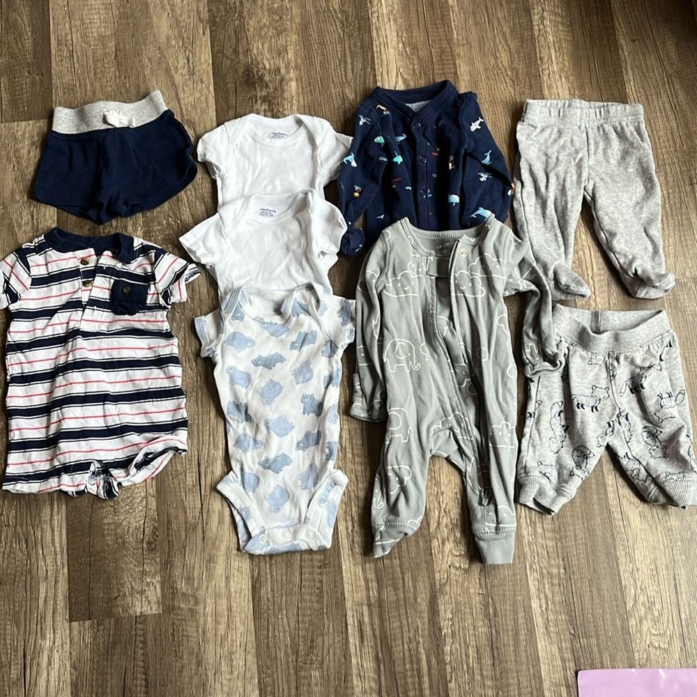 9 pc Newborn NB Baby Boy Bundle Gerber Carter’s
